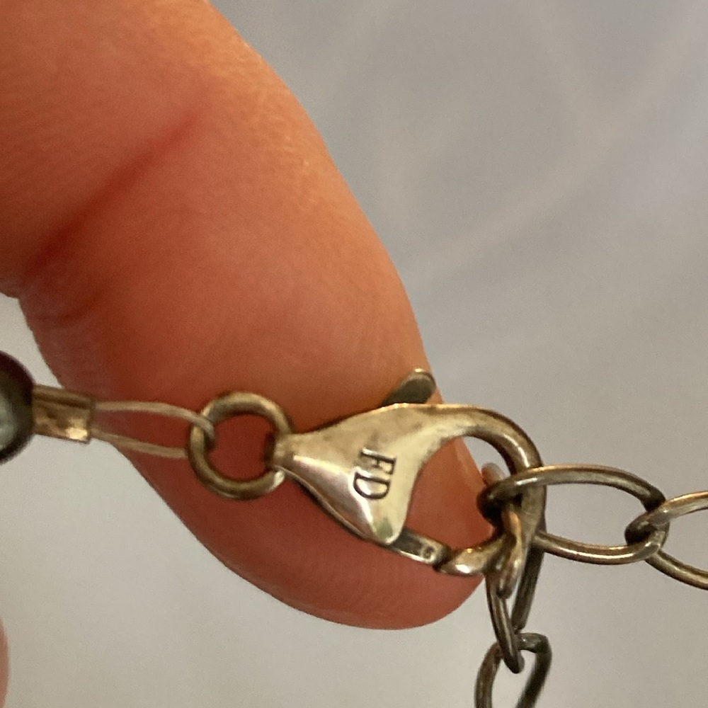 Vintage Sterling & Coral FD Necklace - Picture 5 of 6